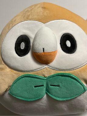 Squishmallows Rowlet Plush - Tan, White & Green Bow